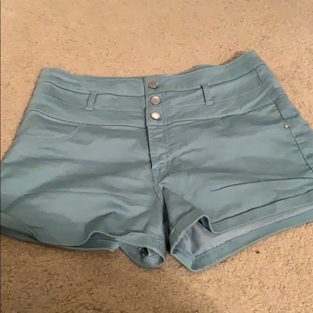 Blue High Waisted Shorts